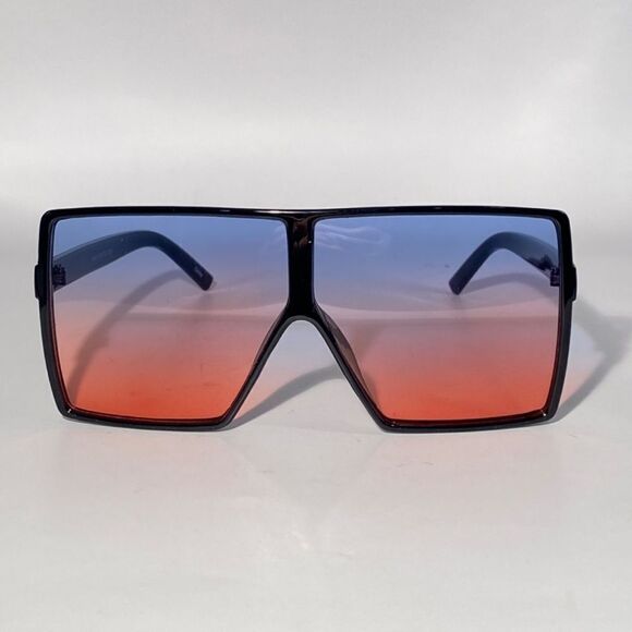1077 Oversized Square Sunglasses Gradient Blue Orange Lense Black Frame … main image 7